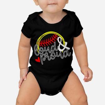 Womens Loud & Proud Softball Baseball Mama Mom T Shirt Gift Baby Onesie | Crazezy