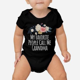 Womens My Favorite People Call Me Grandma, Funny Mom Gift Floral Raglan Baseball Tee Baby Onesie | Crazezy AU