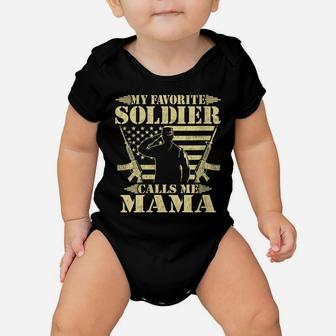 Womens My Favorite Soldier Calls Me Mama - Proud Military Mom Gifts Baby Onesie | Crazezy