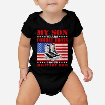 Womens My Son Wears Combat Boots - Proud Military Mom Mother Gift Baby Onesie | Crazezy UK