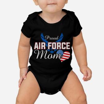 Womens Proud Air Force Mom Heart Military Family Gift Women Baby Onesie | Crazezy