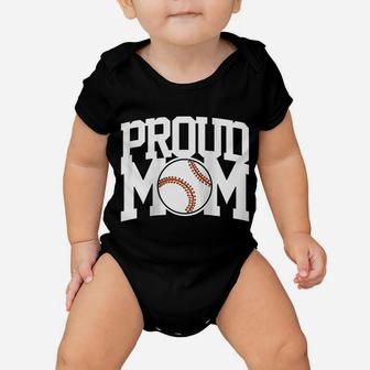 Womens Proud Baseball Mom | Baseball Game | T-Ball | Baseball Fan Raglan Baseball Tee Baby Onesie | Crazezy AU