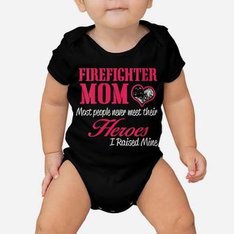 Womens Proud Firefighter Mom Shirts - I Raised My Hero Baby Onesie | Crazezy CA
