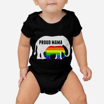 Womens Proud Lgbt Mama - Lgbtq Elephant Gay Pride Mom Baby Onesie | Crazezy