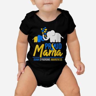 Womens Proud Mama Mom Down Syndrome Awareness Day Cute Elephant T21 Baby Onesie | Crazezy DE