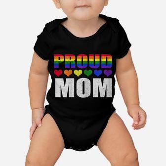Womens Proud Mom Lgbt-Q Gay Pride Ally Lgbt Parent Rainbow Heart Baby Onesie | Crazezy CA