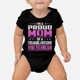 Womens Proud Mom Of A Freaking Awesome Hvac Technician T-Shirt Baby Onesie | Crazezy