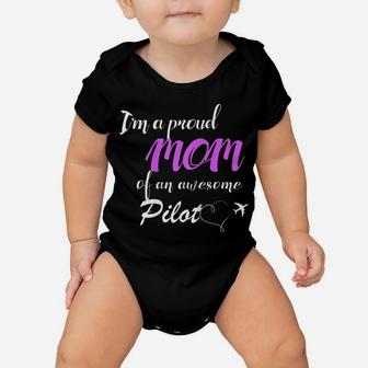 Womens Proud Mom Of An Awesome Pilot , Gift For Mother Baby Onesie | Crazezy