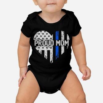Womens Proud Mom Thin Blue Line Police Support Cop Mom Baby Onesie | Crazezy UK
