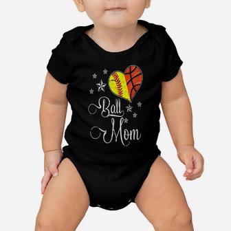 Womens Proud Softball Basketball Mom Ball Mother Day Baby Onesie | Crazezy