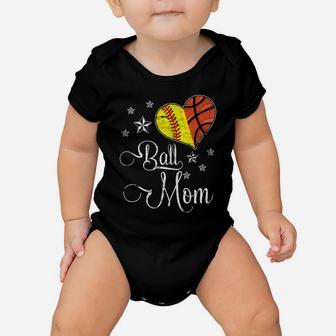 Womens Proud Softball Basketball Mom Ball Mother's Day Tshirt Baby Onesie | Crazezy