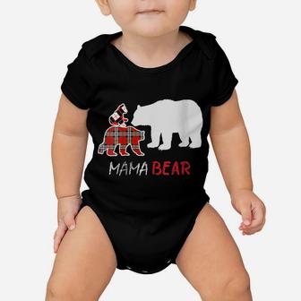 Womens Red Plaid Flannel Bear Mama Proud Mom Family Matching Pajama Baby Onesie | Crazezy