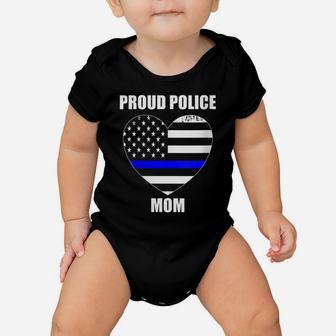 Womens Thin Blue Line Flag Law Enforcement Officer Proud Police Mom Baby Onesie | Crazezy DE