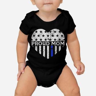 Womens Thin Blue Line Heart Proud Police Mom Pro Law Enforcement Baby Onesie | Crazezy DE
