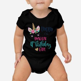 Womens Unicorn Mom Of The 4Th Birthday Girl Shirt Matching Mama Baby Onesie | Crazezy DE