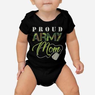 Womens US Military Proud Army Mom Soldier Veteran Mama's Day Baby Onesie | Crazezy