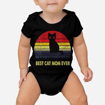 Womens Vintage Best Black Cat Mom Lover Retro Style Cats Baby Onesie | Crazezy