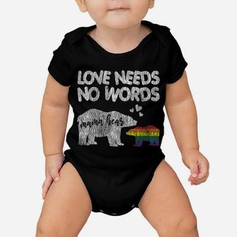Womens Vintage Mama Bear Love Needs No Words Proud Gay Lgbtq Mom Baby Onesie | Crazezy CA