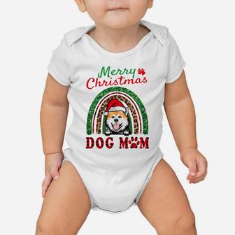 Akita Inu Santa Dog Mom Boho Rainbow Funny Christmas Baby Onesie | Crazezy UK