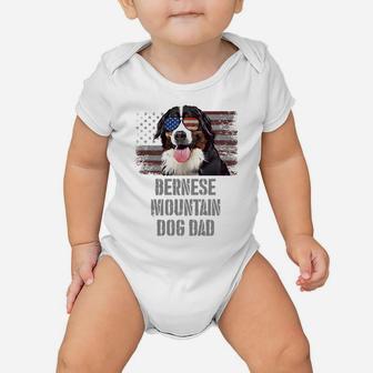 Bernese Mountain Dog Best Dog Dad Ever Retro Usa American Fl Baby Onesie | Crazezy UK