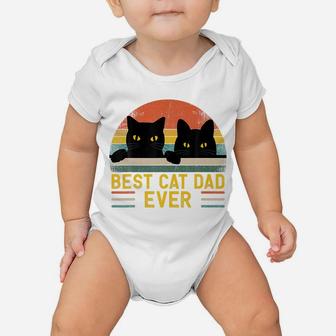 Best Cat Dad Ever Vintage Retro Style Black Cats Lover Baby Onesie | Crazezy