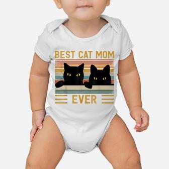 Best Cat Mom Ever Vintage Retro Style Black Cats Lover Baby Onesie | Crazezy
