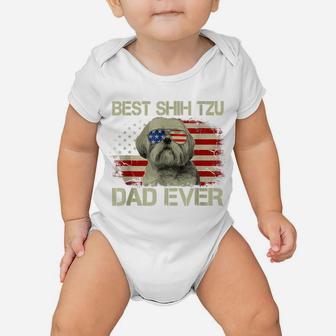 Best Shih Tzu Dad Ever Tshirt Dog Lover American Flag Gift Baby Onesie | Crazezy UK