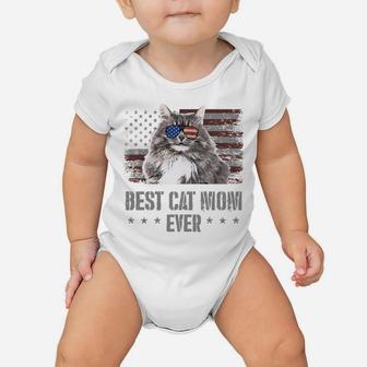 Best Siberian Cat Mom Ever Retro Usa American Flag Sweatshirt Baby Onesie | Crazezy AU