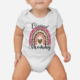 Blessed Mommy Funny Leopard Boho Rainbow Mommy Life Baby Onesie | Crazezy