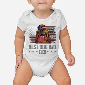 Bloodhound Best Dog Dad Ever Retro Usa American Flag Baby Onesie | Crazezy DE