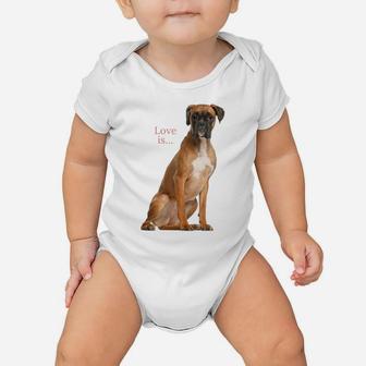 Boxer Dog Shirt Dog Mom Dad Love Is Puppy Pet Women Men Kids Baby Onesie | Crazezy AU