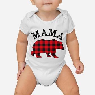 Buffalo Red Plaid Mama Bear Matching Couple Christmas Pajama Baby Onesie | Crazezy CA