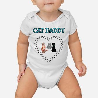 Cat Daddy Heart Three Cats Lovers Guys Men Novelty Gift Baby Onesie | Crazezy
