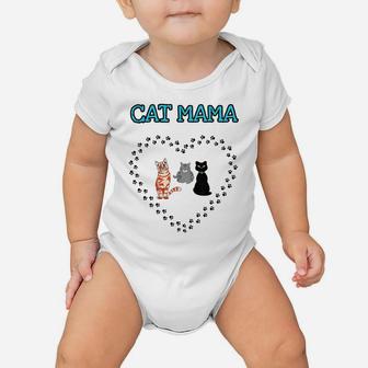 Cat Mama Heart Three Cats Lovers Girls Womens Novelty Gift Baby Onesie | Crazezy UK