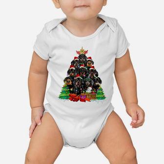 Christmas Pajama Dachshund Tree Dog Xmas For Dog Dad Dog Mom Baby Onesie | Crazezy