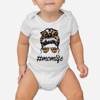 Classy Mom Life With Leopard Pattern Shades & Cool Messy Bun Baby Onesie | Crazezy AU