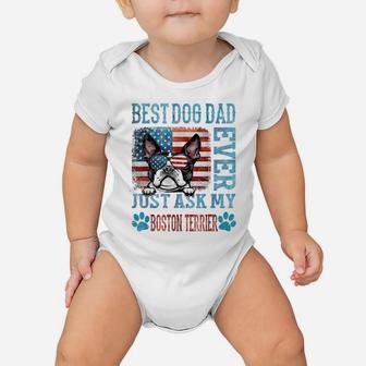 Dad Boston Terrier Best Dog Dad Ever Usa Flag Baby Onesie | Crazezy
