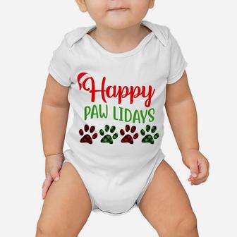 Dog Dad Mom Happy Pawlidays Merry Christmas Holidays Baby Onesie | Crazezy