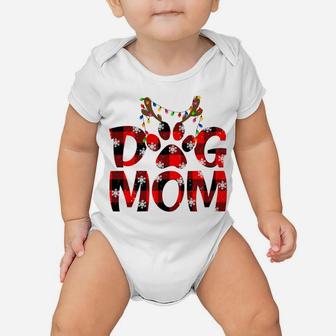 Dog Mom Buffalo Plaid Xmas Reindeer Horn Merry Christmas Sweatshirt Baby Onesie | Crazezy AU