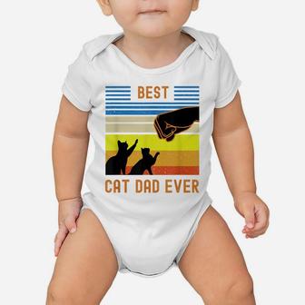 Funny Best Cat Dad Ever Vintage Retro Cat Fist Bump Baby Onesie | Crazezy