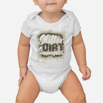 Glitter & Dirt Mama Of Both Army Mom Leopard Camo Bleached Baby Onesie | Crazezy UK
