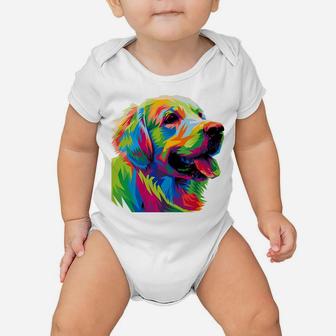 Golden Retriever Mama Colorful Art Dog Dad Pet Baby Onesie | Crazezy