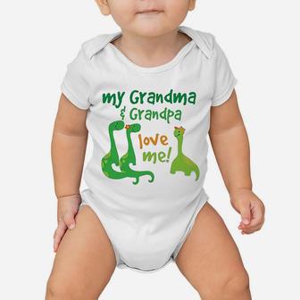 Grandma Grandpa Love Me Dinosaurs Baby Onesie | Crazezy