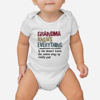 Grandma Knows Everything If She Doesnt Know Gift Baby Onesie | Crazezy CA