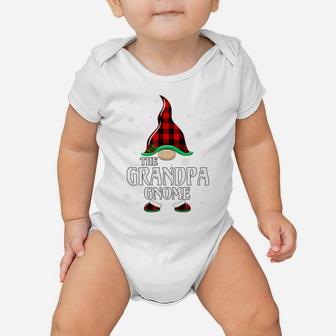Grandpa Gnome Buffalo Plaid Matching Family Christmas Pajama Baby Onesie | Crazezy
