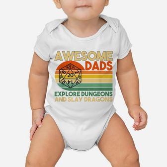 Mens Awesome Dads Explore Dungeons Dm Rpg Dice Dragon Gift Baby Onesie | Crazezy AU