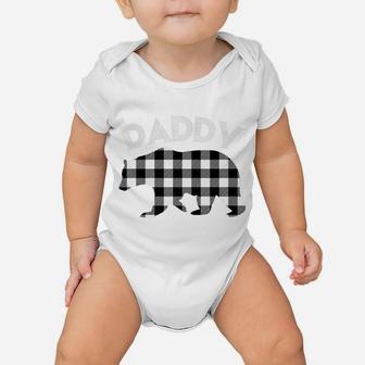 Mens Black And White Buffalo Plaid Daddy Bear Christmas Pajama Baby Onesie | Crazezy