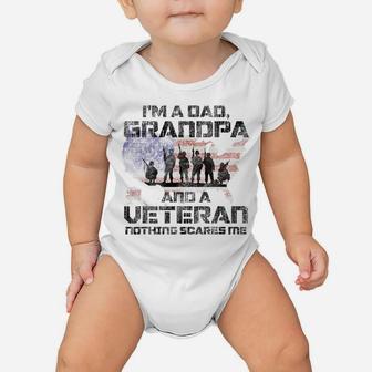 Mens I'm A Dad, Grandpa, And A Veteran - 4Th Of July Veteran Baby Onesie | Crazezy