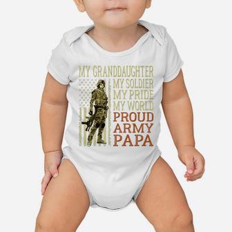 Mens My Granddaughter My Soldier Hero - Proud Army Papa | Grandpa Baby Onesie | Crazezy