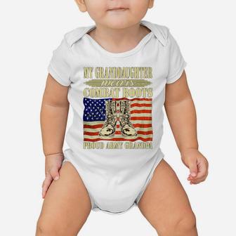 Mens My Granddaughter Wears Combat Boots Proud Army Grandpa Gift Baby Onesie | Crazezy DE